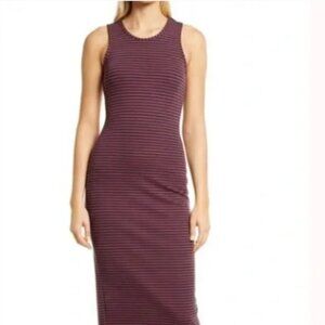 Marine Layer Lexi Rib Daytime Midi Dress - Blue & Red Striped